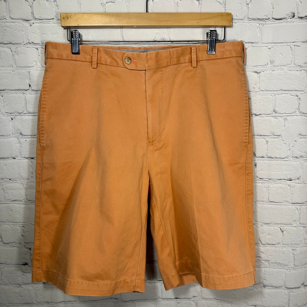 Peter Millar Shorts Mens 34 Orange Cotton Twill Chino Golf Casual‎ Summer